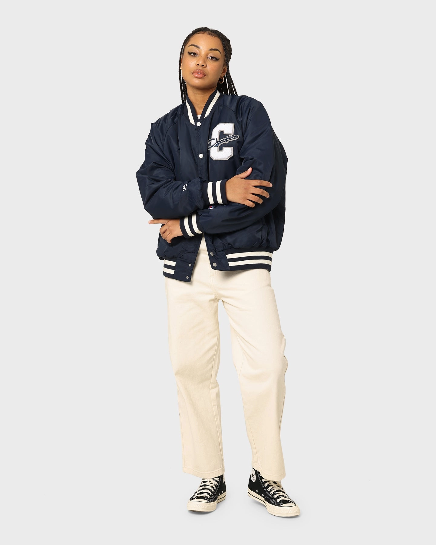 Alarm Champion Collegiate Heritage Letterman Jacket Navy