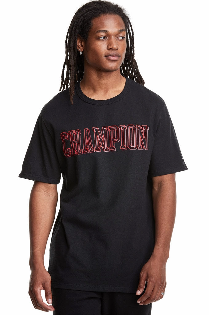 Garment Washed Texture Champion Heritage SS Tee, Offset Block Logo