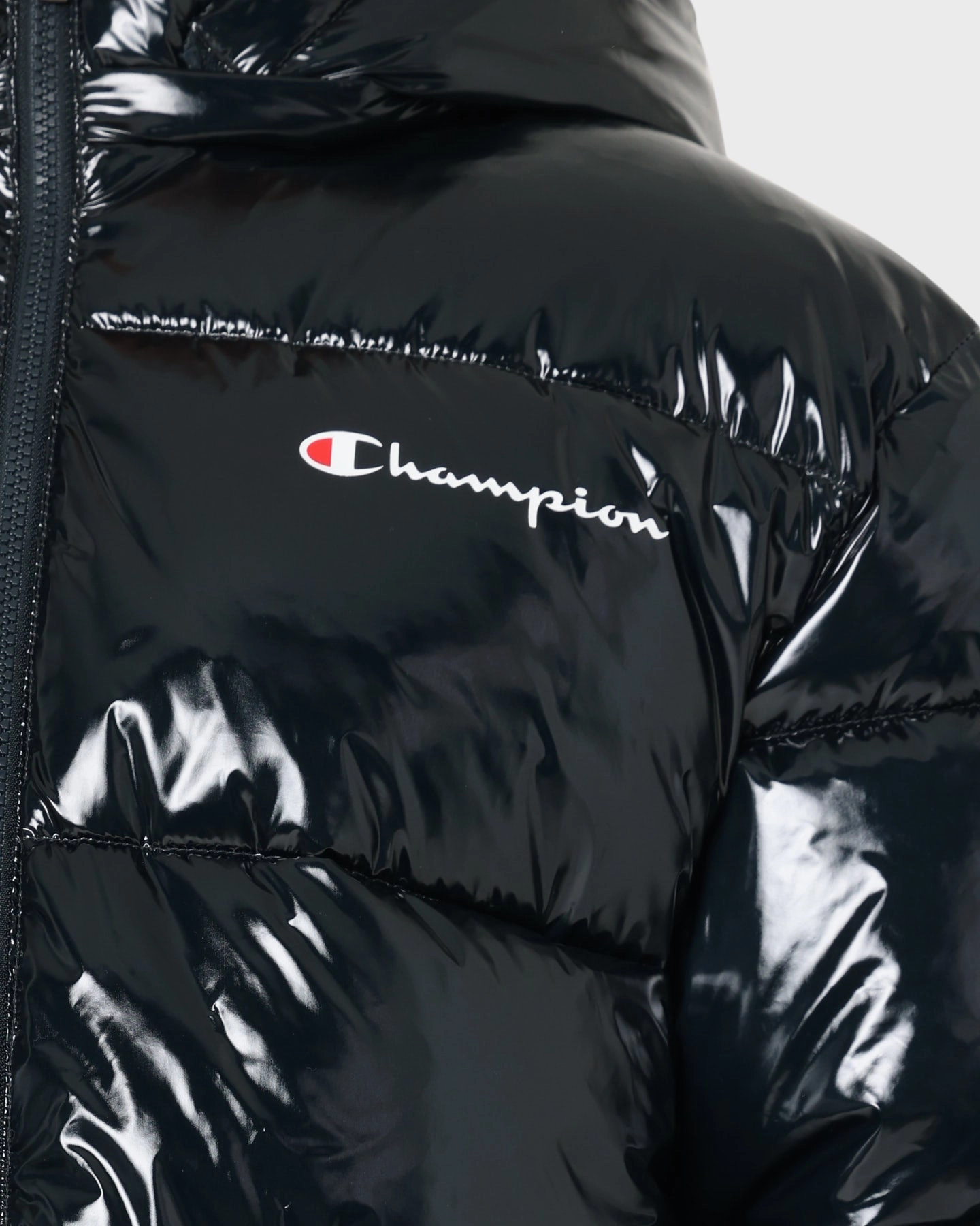Elegant WaterResistant Shell Champion High Shine Puffer Jacket Black