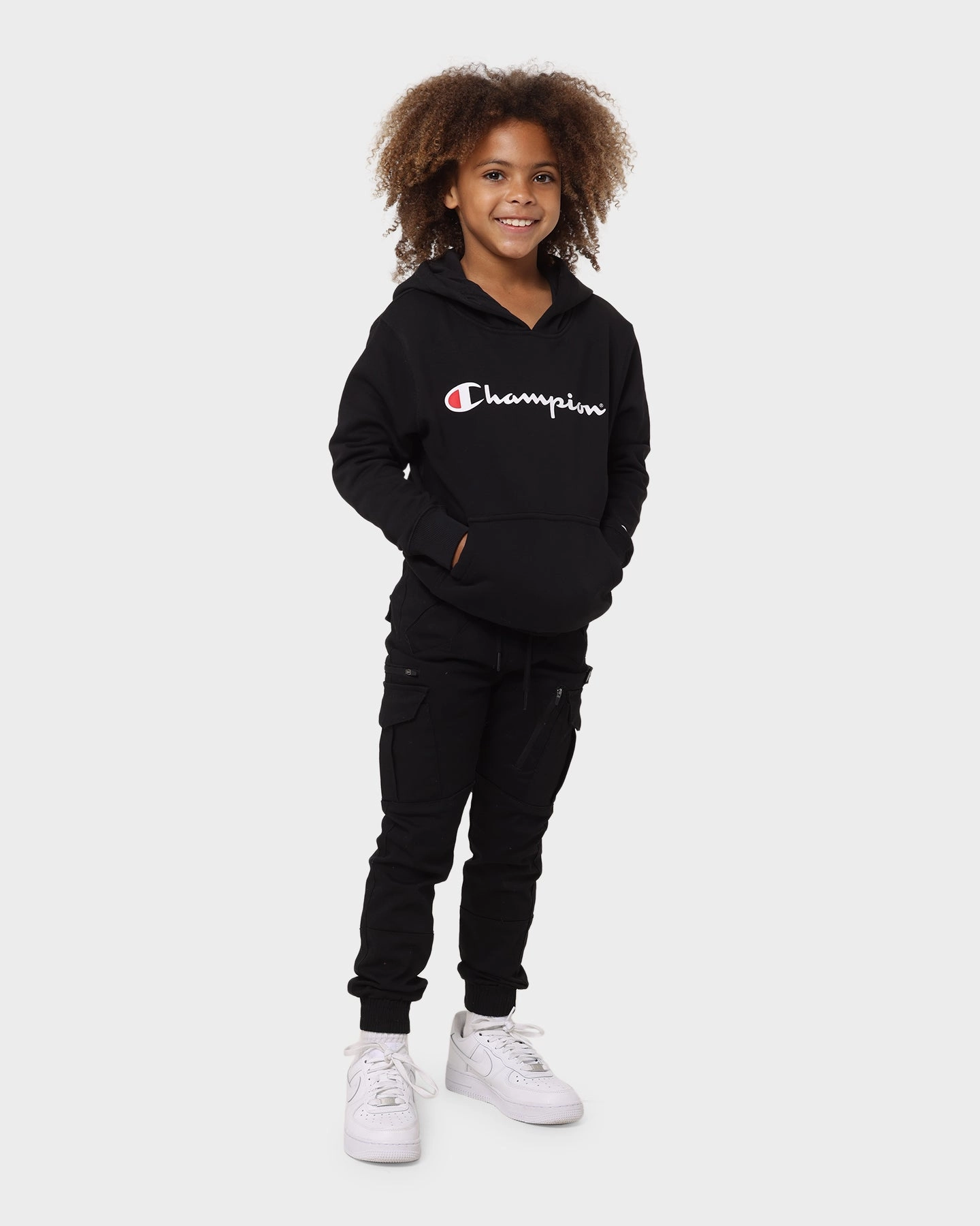 Reinforced Elbows Champion Kids' Script Hoodie Black