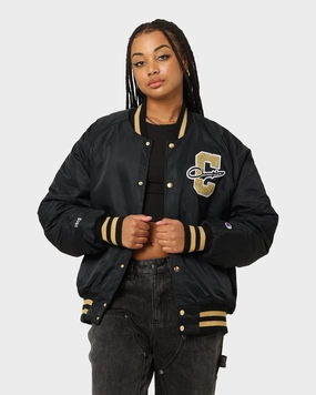 Champion LFS Letterman Jacket Black/Gold Warm Thinsulate Denim