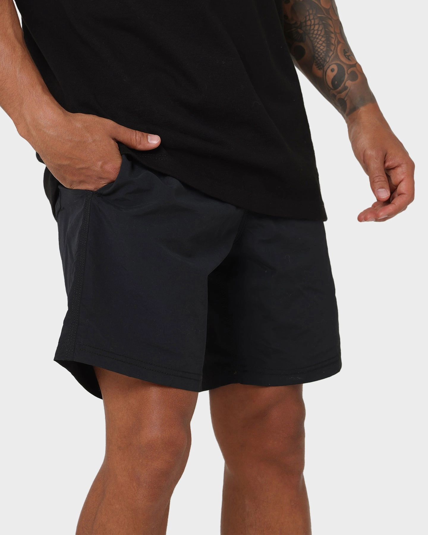 Champion LFS Nylon Shorts Black/Gold poolside gear Hypoallergenic Textile