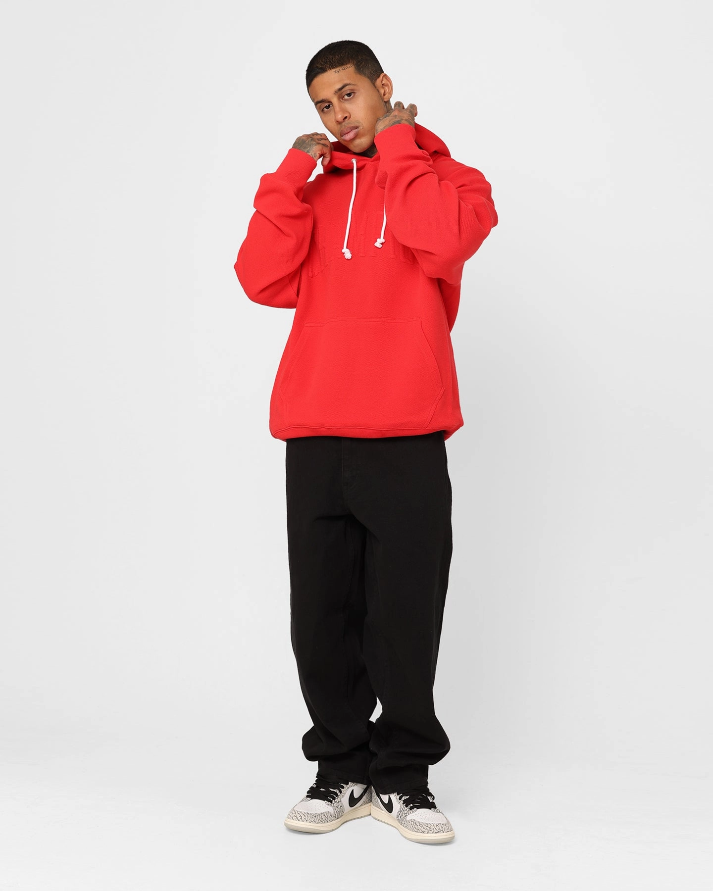 Champion Lifestyle Jacquard Twill Hoodie Scarlet Valentine's look
