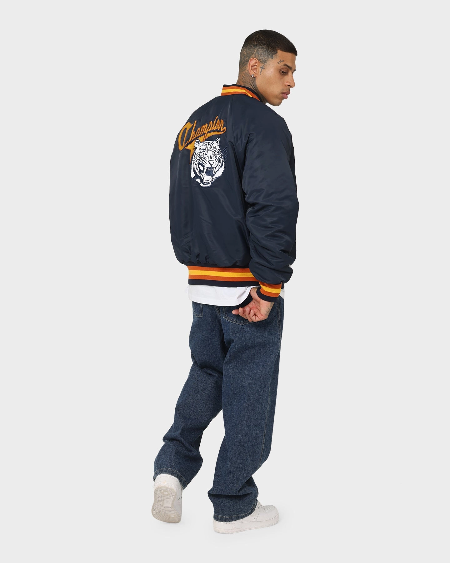 Champion Lifestyle Letterman Jacket Navy Celebrate Recover