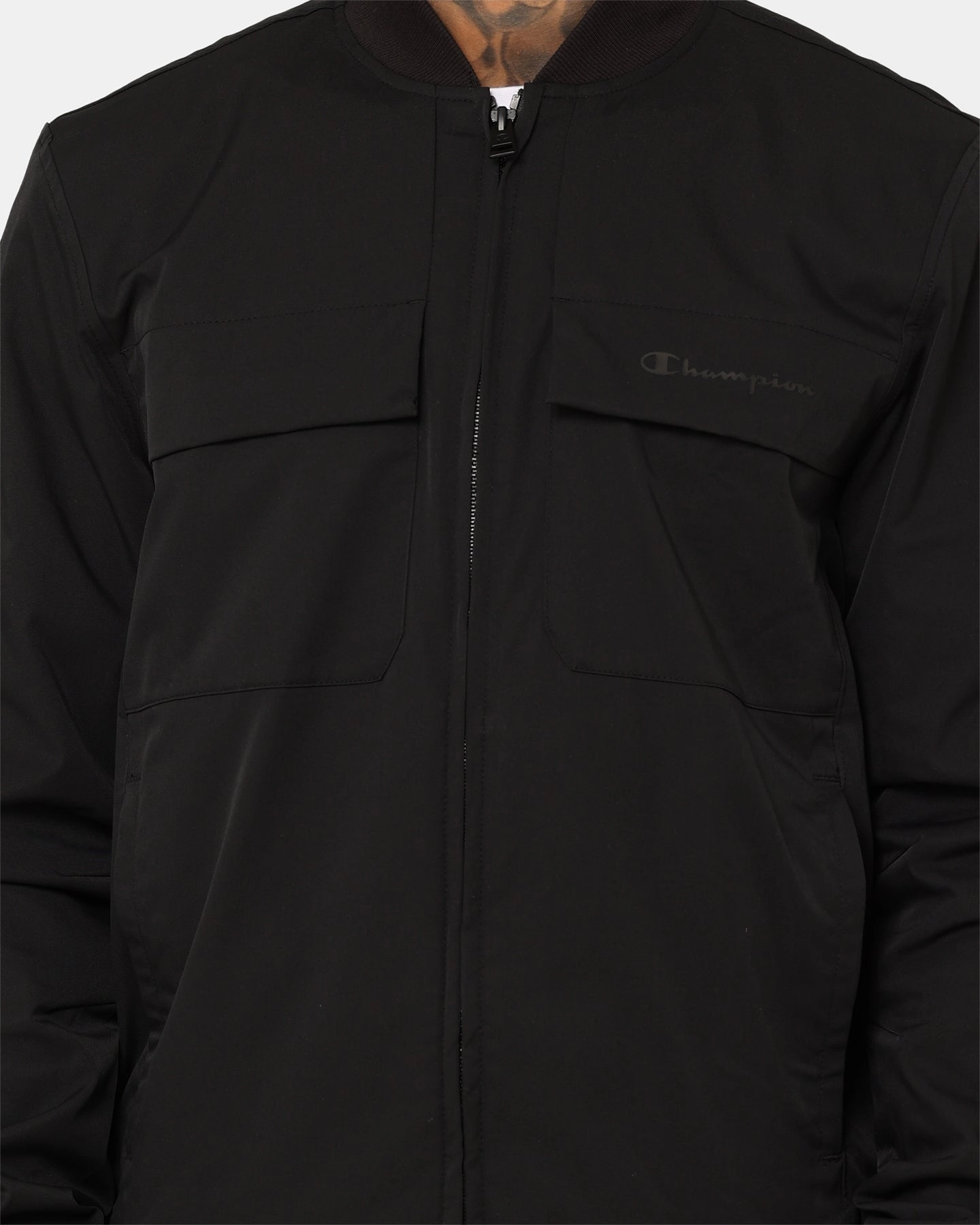 Anti Snag Zipper Pulls Champion Lifestyle Woven Bomber Jacket Black