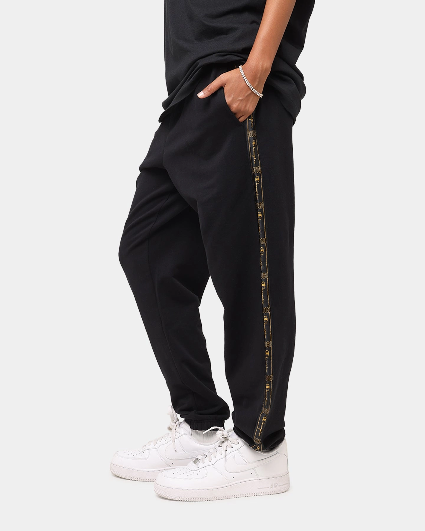 Eco Friendly Dye Timeless Comfort Wear Champion Lux Taping Joggers Black