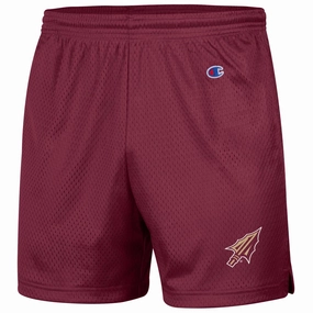 Champion Men's Arrowhead Logo 5" Mesh Short - Garnet Stain Resistant AdjustableWaistband