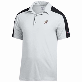 high-low hem Champion Men's Arrowhead Logo Colorblock Polo - White/Black