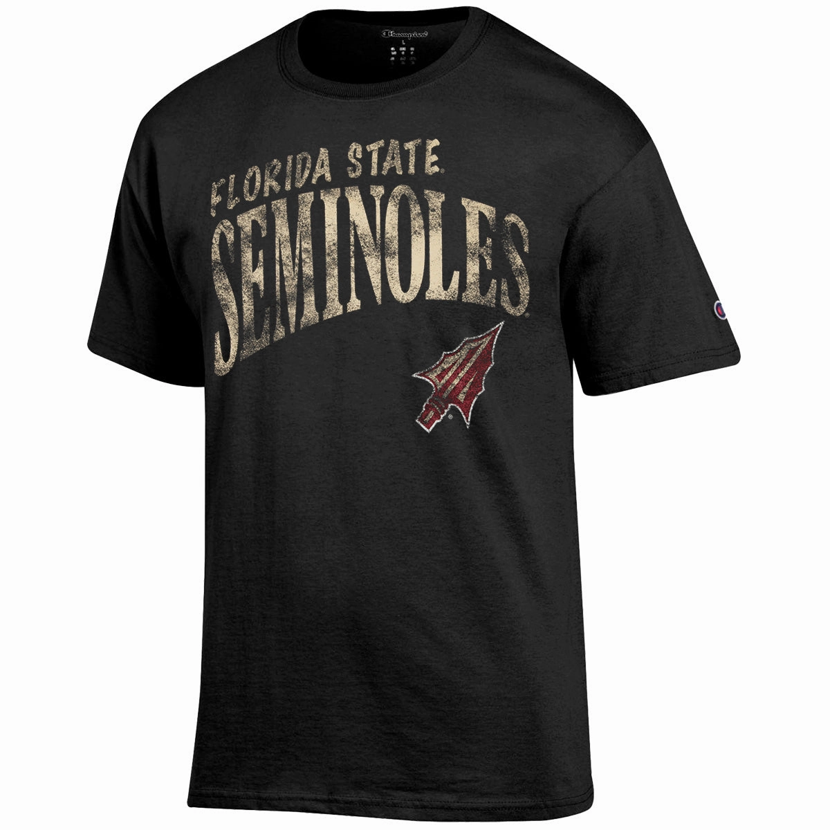 Champion Men's Florida State Seminoles Arrowhead Design Short Sleeve T-shirt - Black Anti Static Treatment