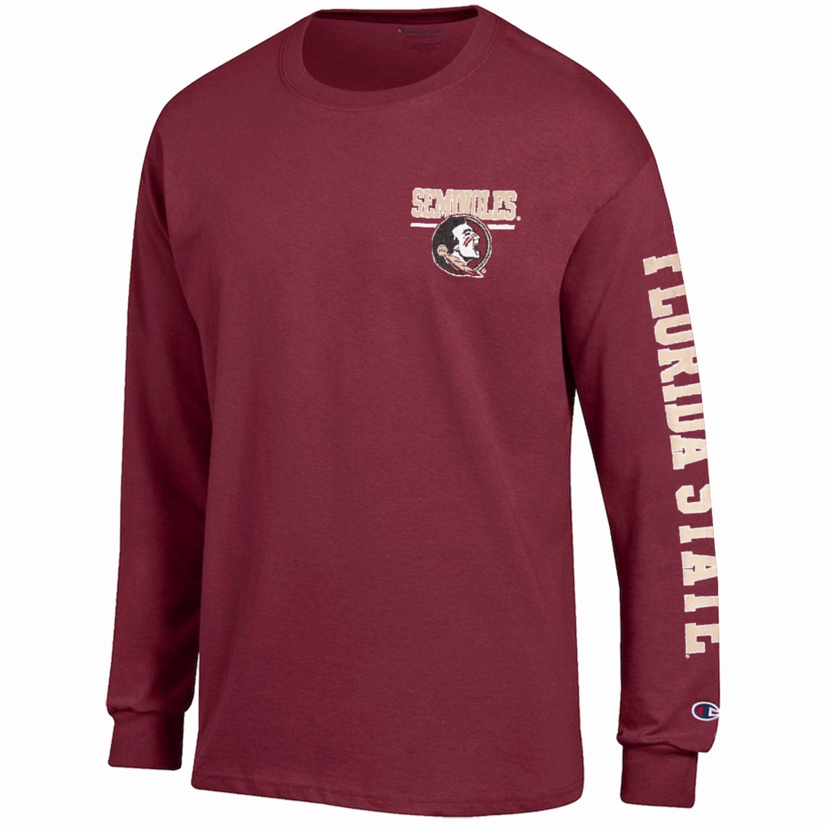 Wedding Champion Men's Florida State Seminoles/Seminole Logo Design Long Sleeve T-shirt - Garnet