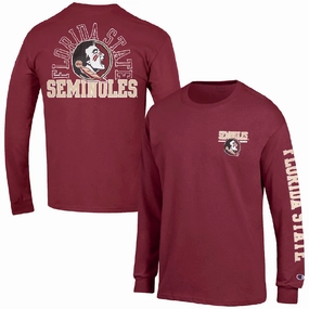 Champion Men's Florida State Seminoles/Seminole Logo Design Long Sleeve T-shirt - Garnet weekday wear coordinate with other items