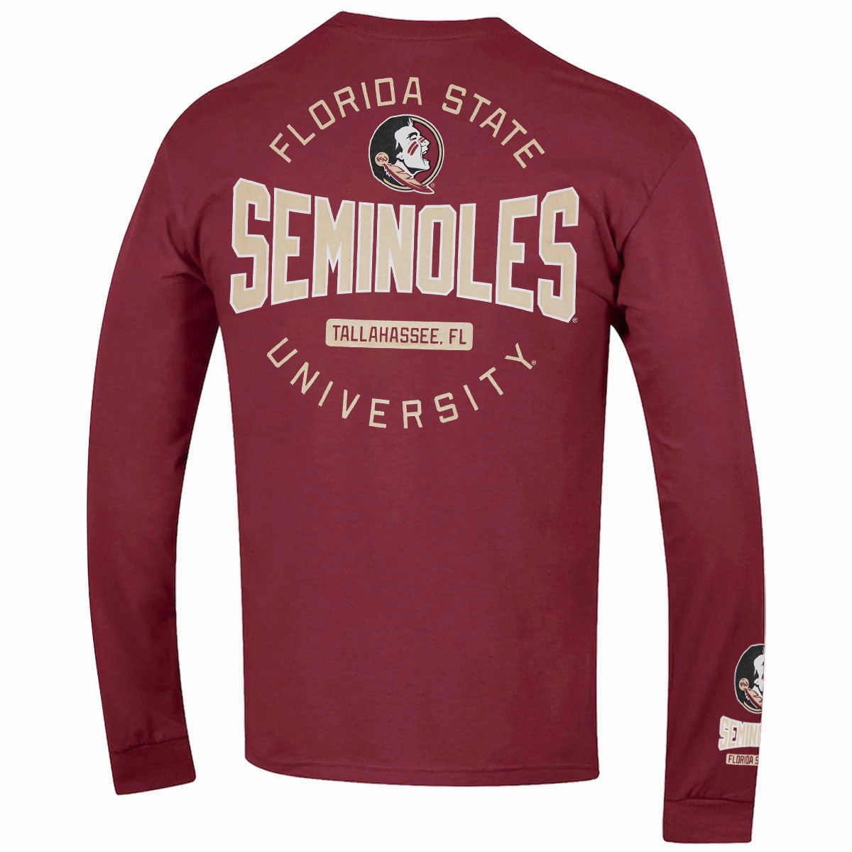 Champion Men's Florida State Seminoles/Seminole Logo Design Long Sleeve T-shirt - Garnet Printed design elastic waistband