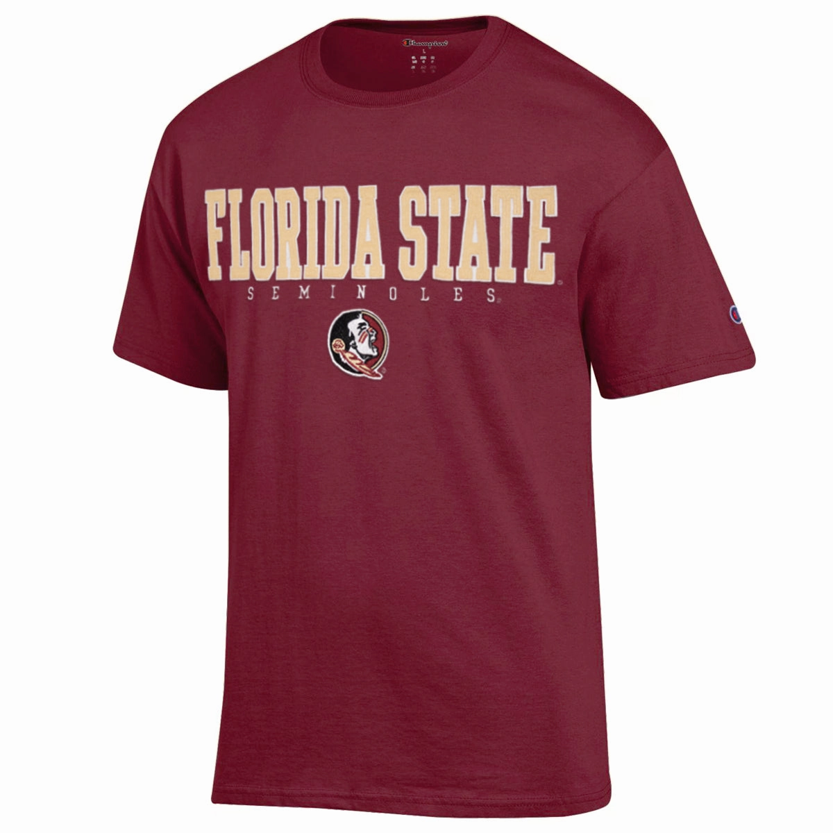 Champion Men's Florida State Seminoles/Seminole Logo Short Sleeve T-shirt - Garnet family gathering Temperature Control Fabric