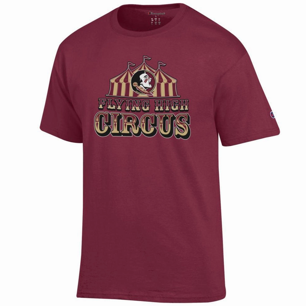 Champion Men's Flying High Circus Seminole Logo Design Short Sleeve T-shirt - Garnet Limited Edition Perfect for Workouts