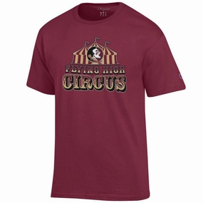 Champion Men's Flying High Circus Seminole Logo Design Short Sleeve T-shirt - Garnet Fashion-Forward Fit Customer Favorite