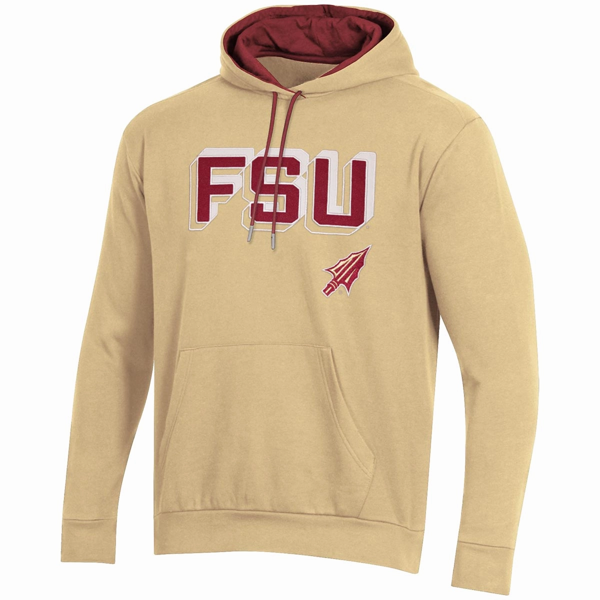 Champion Men's FSU Arrowhead Design Contrast Hood - Gold Snap Button Closure