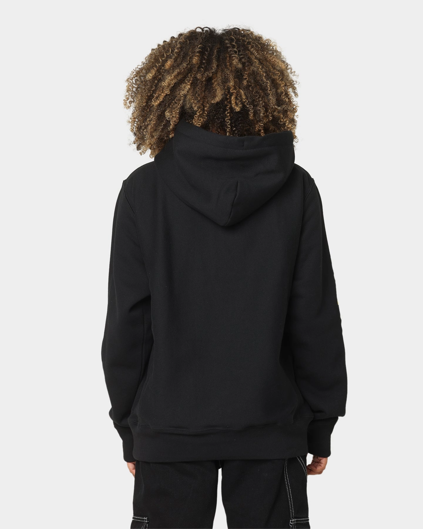 Champion Men's Rev Weave Script Hoodie Black/Gold Modular Attachment Points All Day Fit