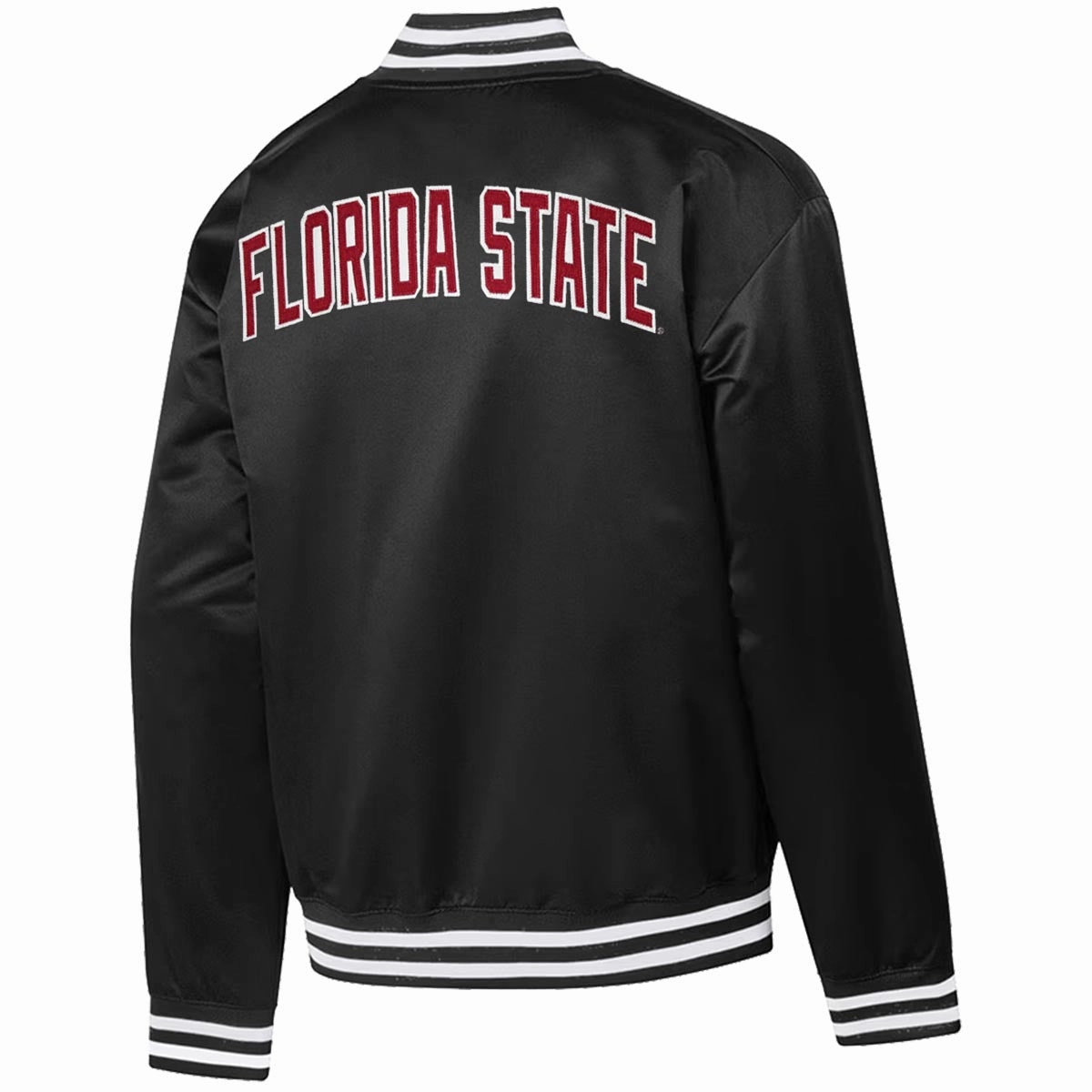 Packable design Champion Men's Seminole Logo/Florida State Super Fan Satin Bomber Jacket - Black