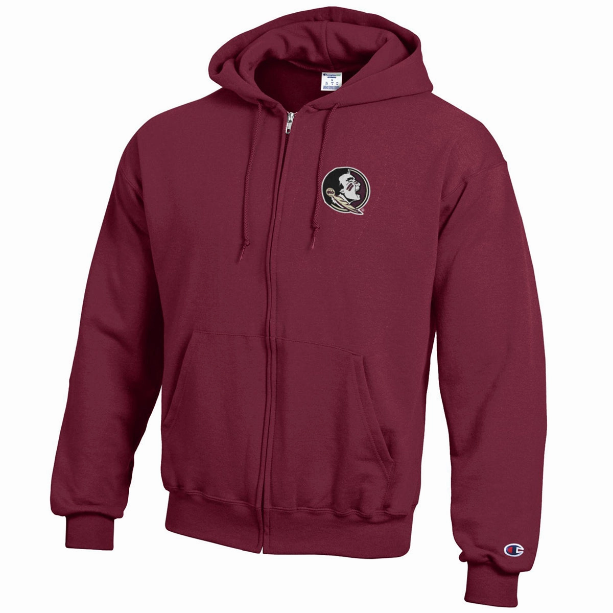 Business casual Double Layer Shoulder Champion Men's Seminole Logo Full-Zip Powerblend Hood - Garnet