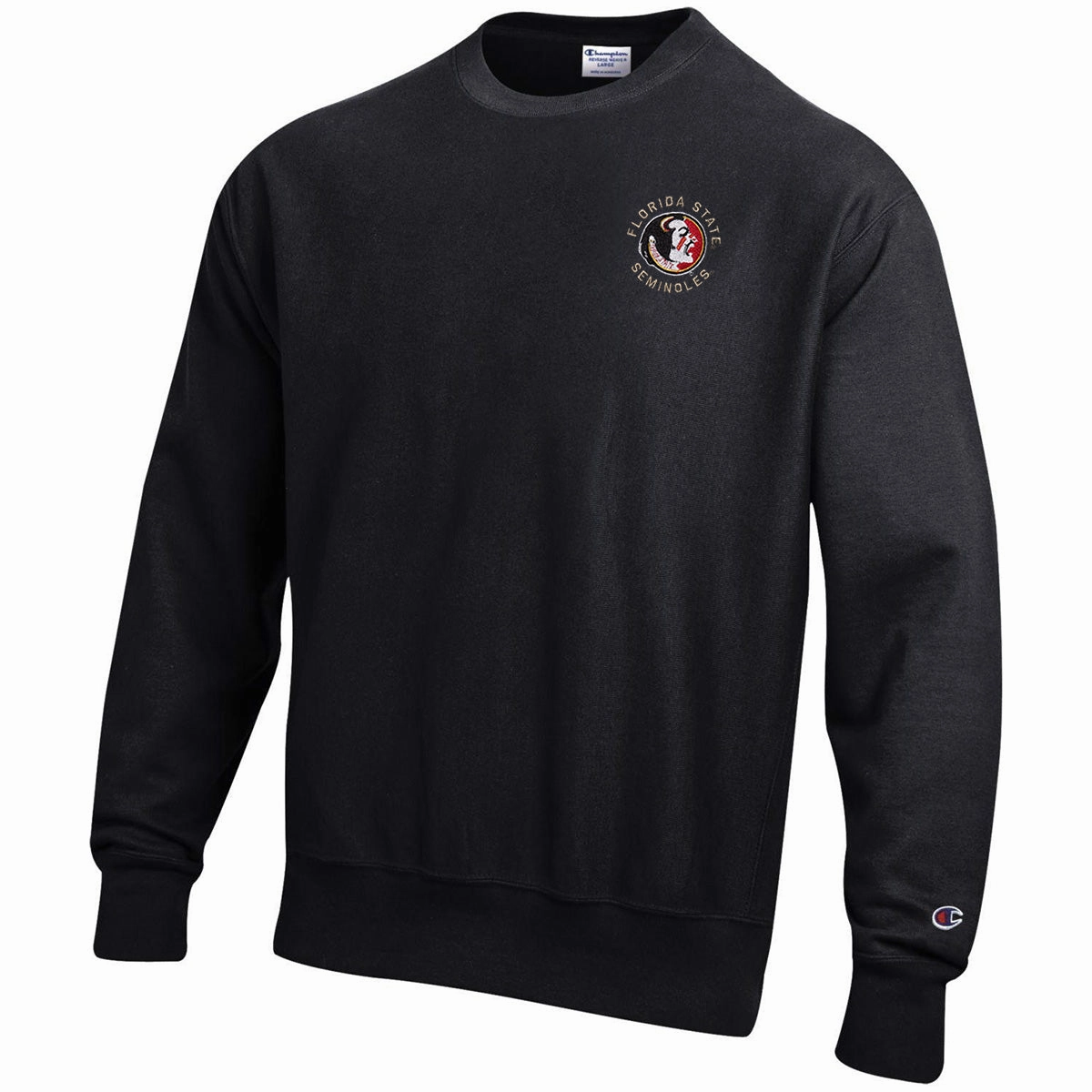 Tri Blend Composition Business Ready Champion Men's  Vault Seminole Logo/Florida State Seminoles Reverse Weave Crew Sweat - Black