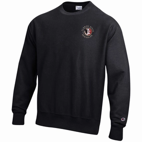 Tri Blend Composition Business Ready Champion Men's  Vault Seminole Logo/Florida State Seminoles Reverse Weave Crew Sweat - Black