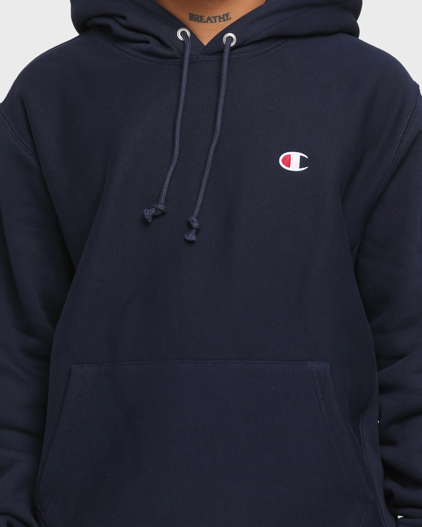 Wind Resistant Flexible Cuff Champion Rev Weave Hoodie Navy