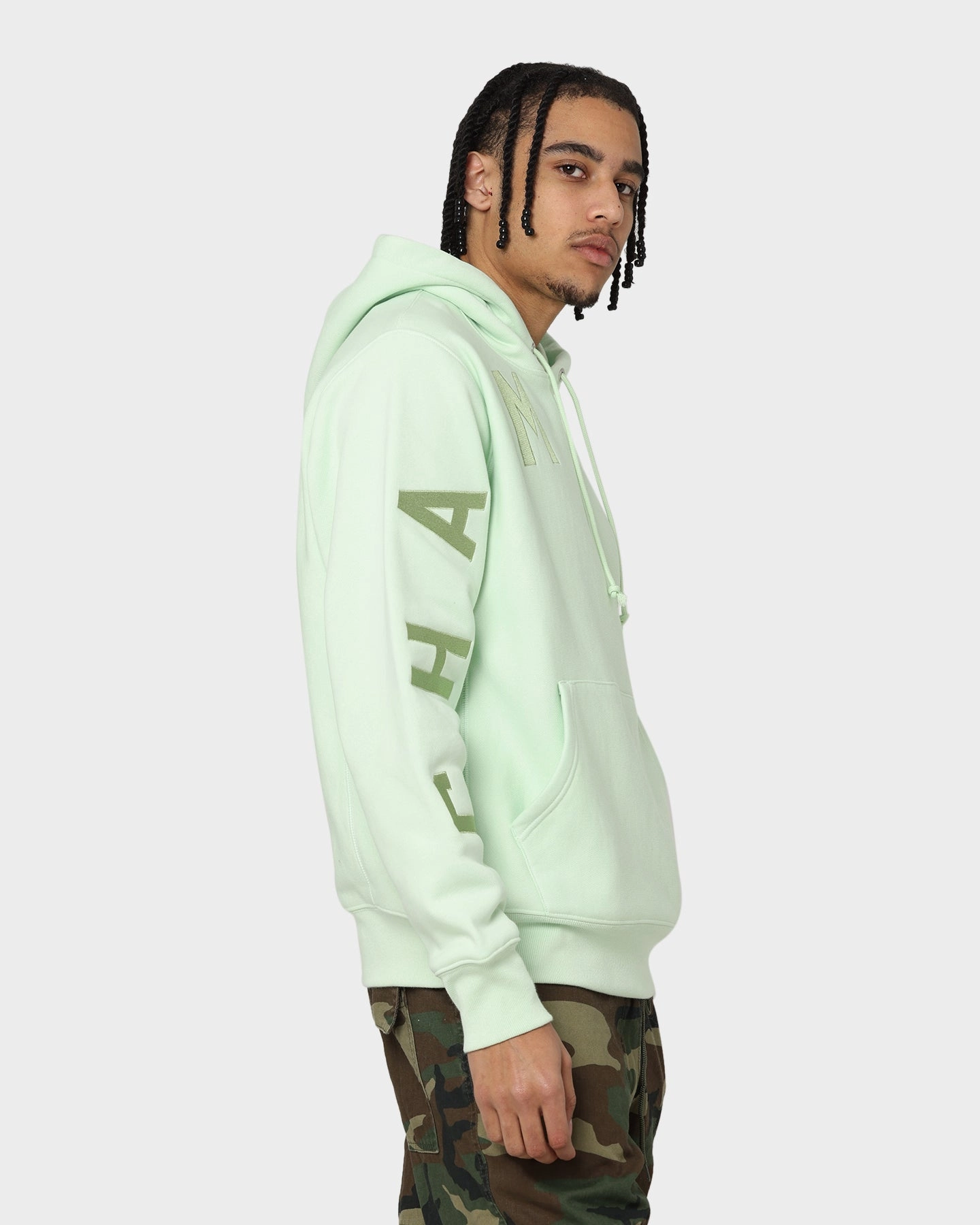 Fitness Champion Reverse Weave Arch Logo Hoodie Tuft Green