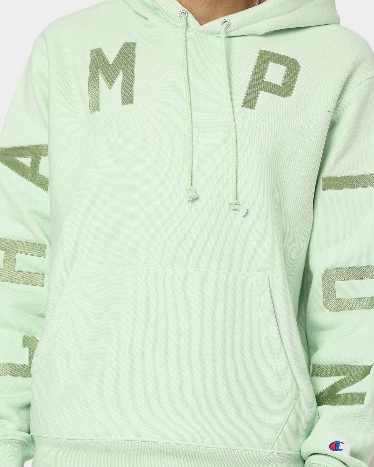 Smooth Zipper Action Champion Reverse Weave Arch Logo Hoodie Tuft Green
