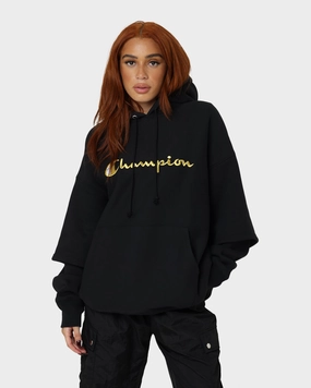 insulated Champion Reverse Weave Double Layer Hoodie Black/Gold