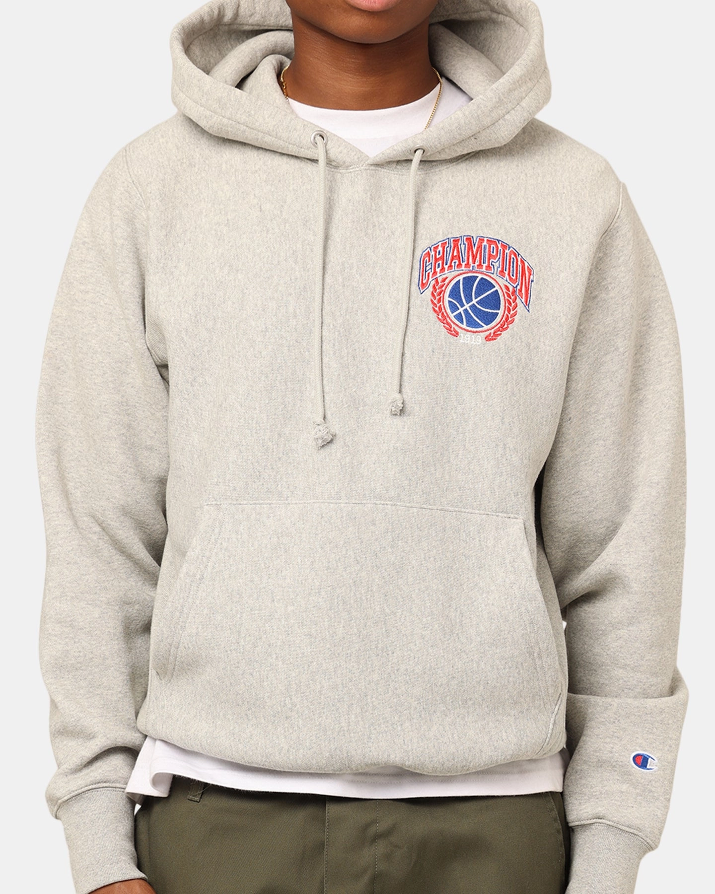 Champion Reverse Weave Field Basketball Hoodie Oxford Heather Heritage