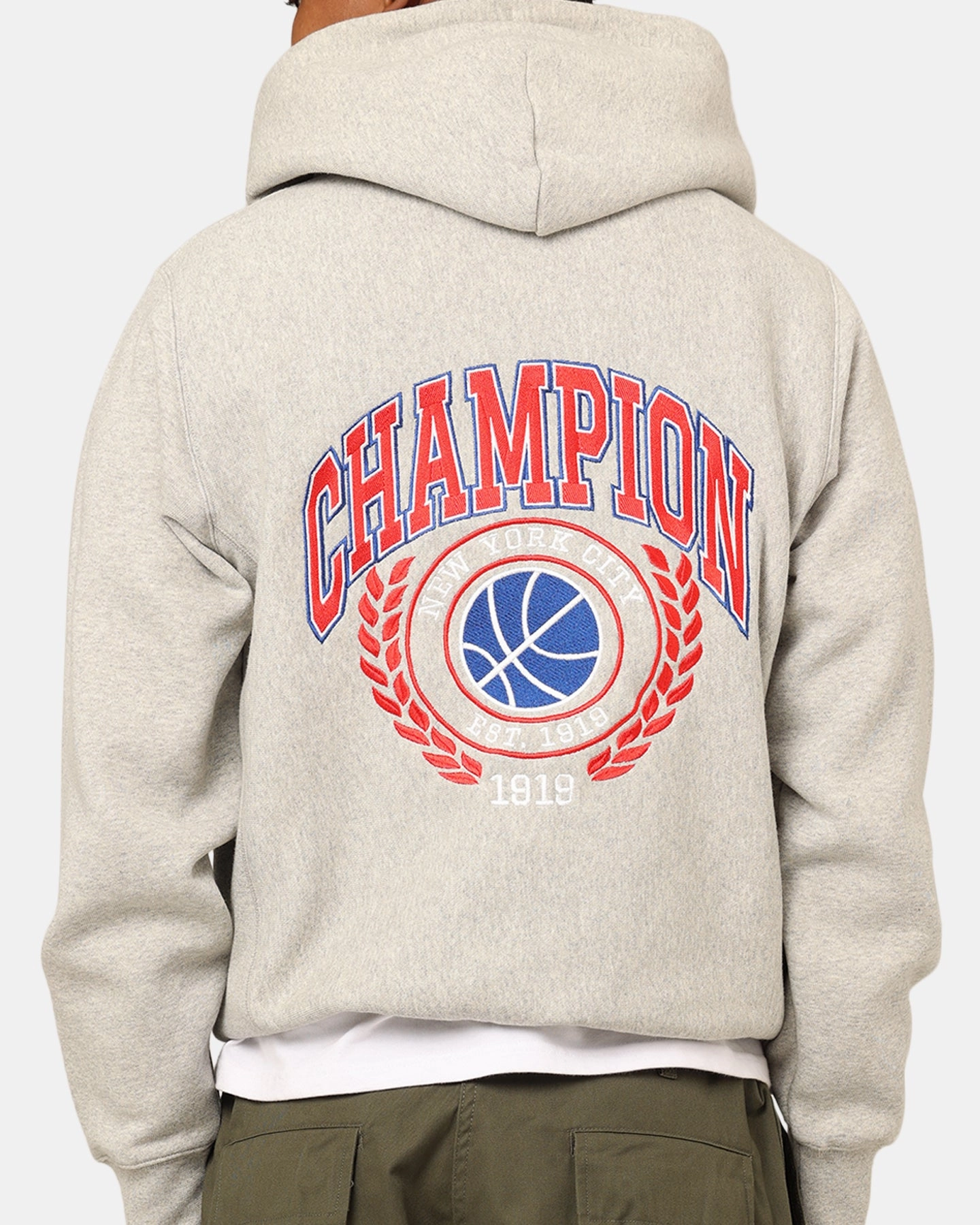 Champion Reverse Weave Field Basketball Hoodie Oxford Heather MultiPocket Design