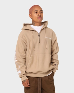 Waterproof Protection Champion Reverse Weave Quarter Zip Hoodie Country Walnut