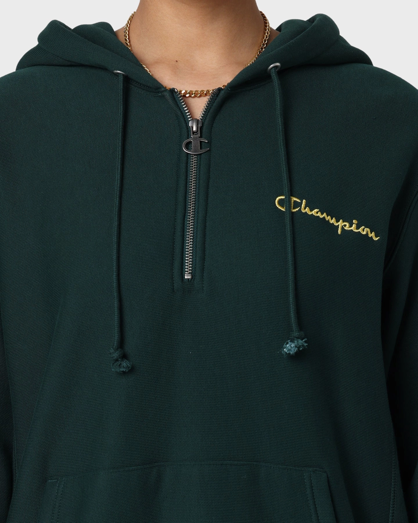 fireplace Sporty Shield Champion Reverse Weave Quarter Zip Hoodie Midfield Green
