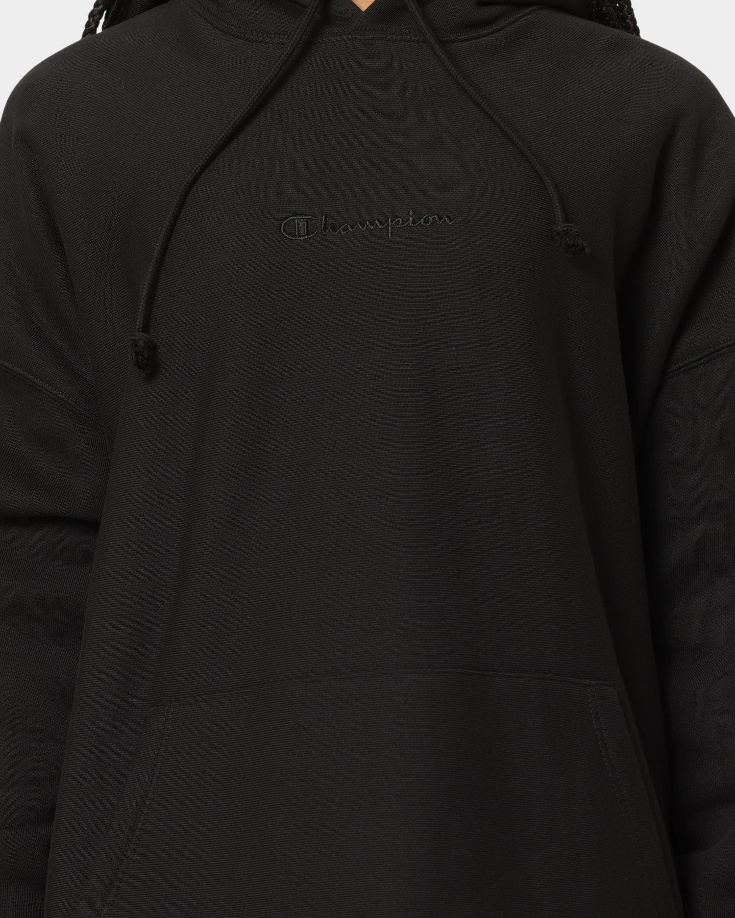 Respect Debit Champion Reverse Weave Relaxed Hem Hoodie Black