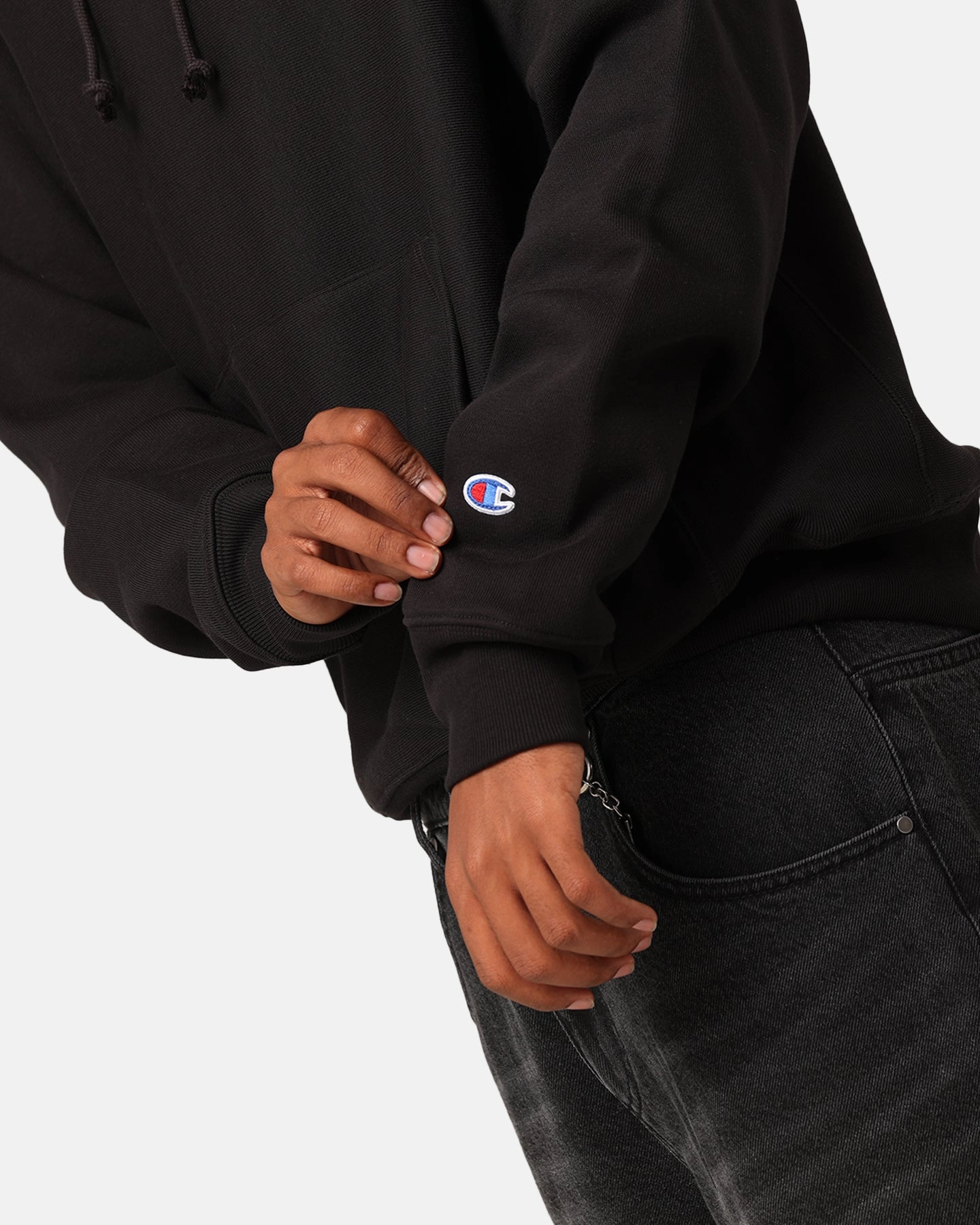 Champion Reverse Weave Small C Hoodie Black civilian use Eco Friendly Production