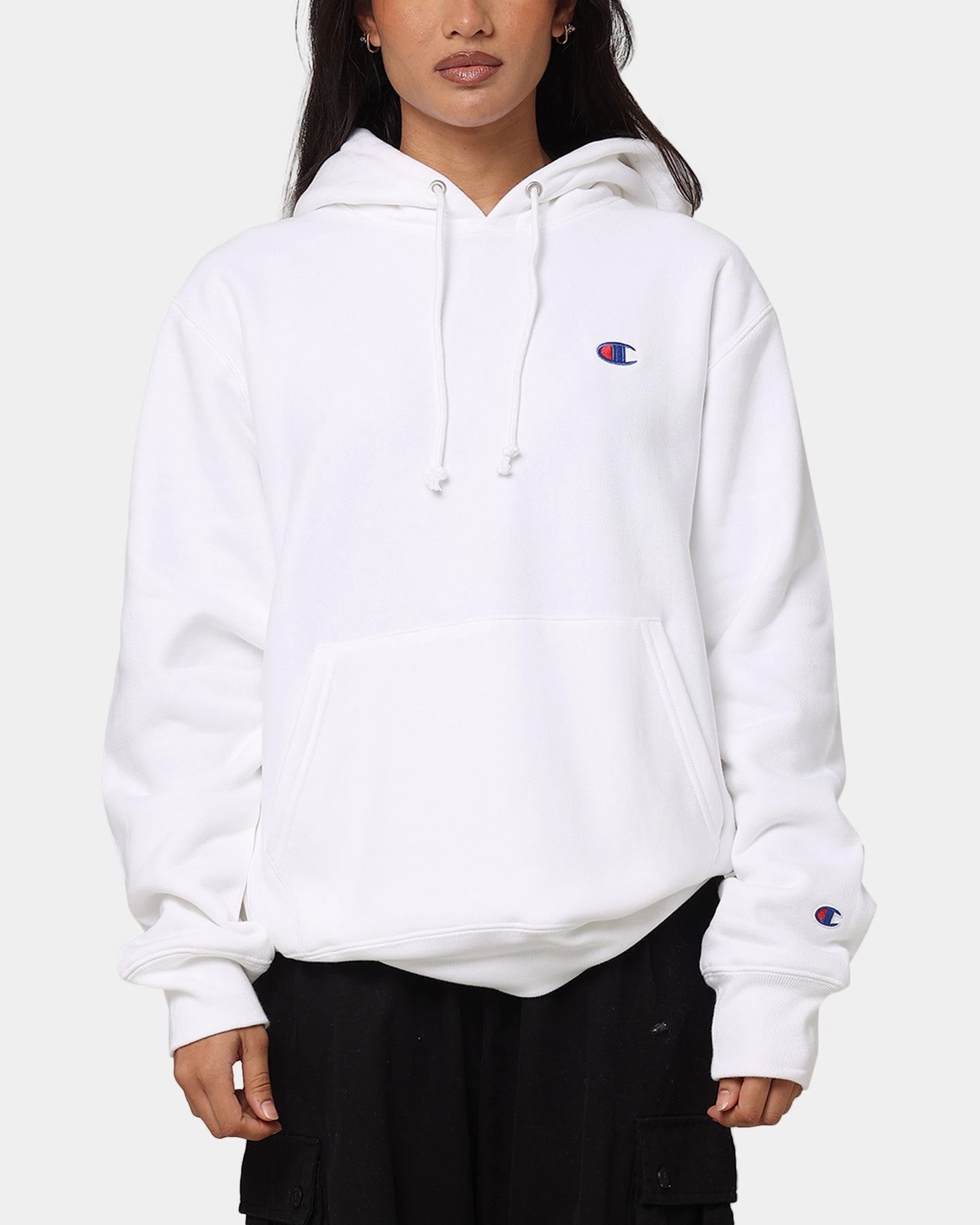 Vegan Option Champion Reverse Weave Small C Hoodie White