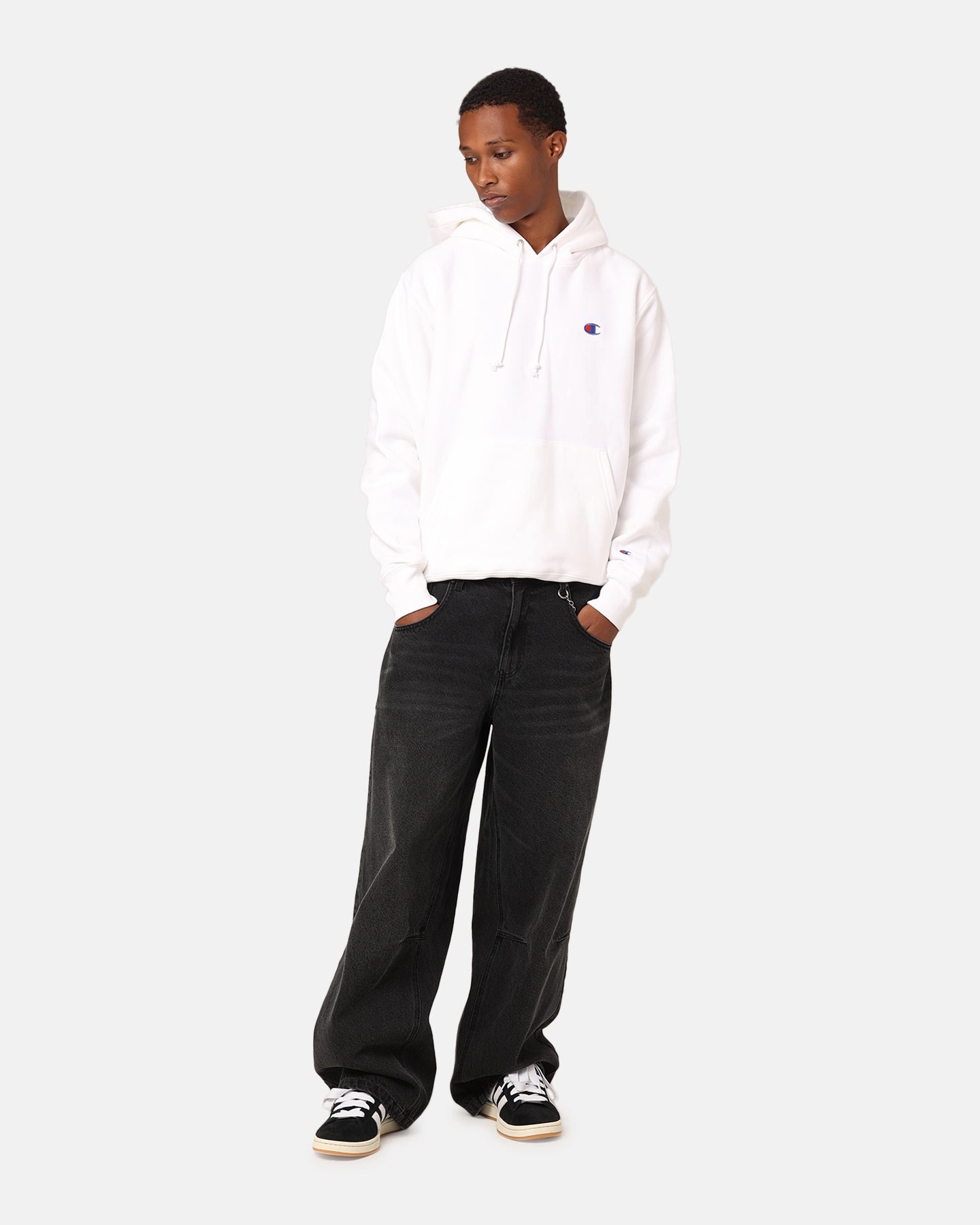 Champion Reverse Weave Small C Hoodie White QuiltedPattern