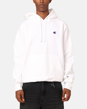 Champion Reverse Weave Small C Hoodie White Discount Minimalist Aesthetic