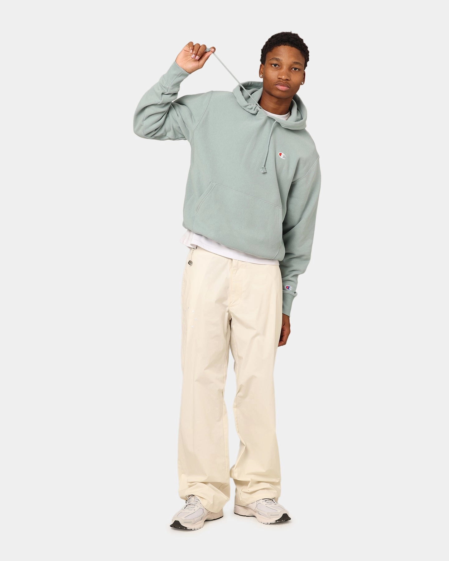 Champion Reverse Weave Terry Hoodie Sage Shimmer Green Universal Backpack Compatibility investment piece