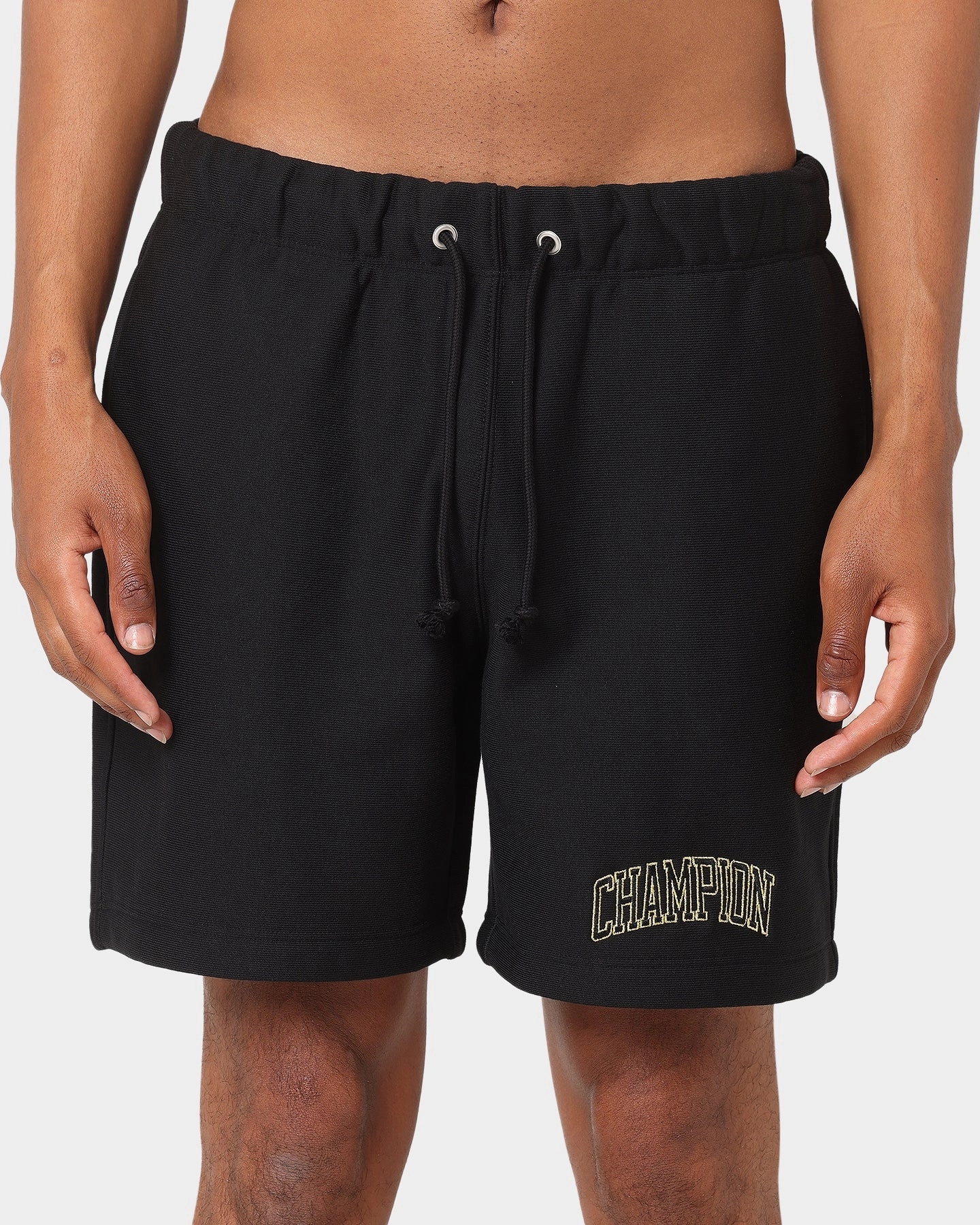 Champion Reverse Weave Varsity Shorts Black Fitness Friendly ReinforcedPockets