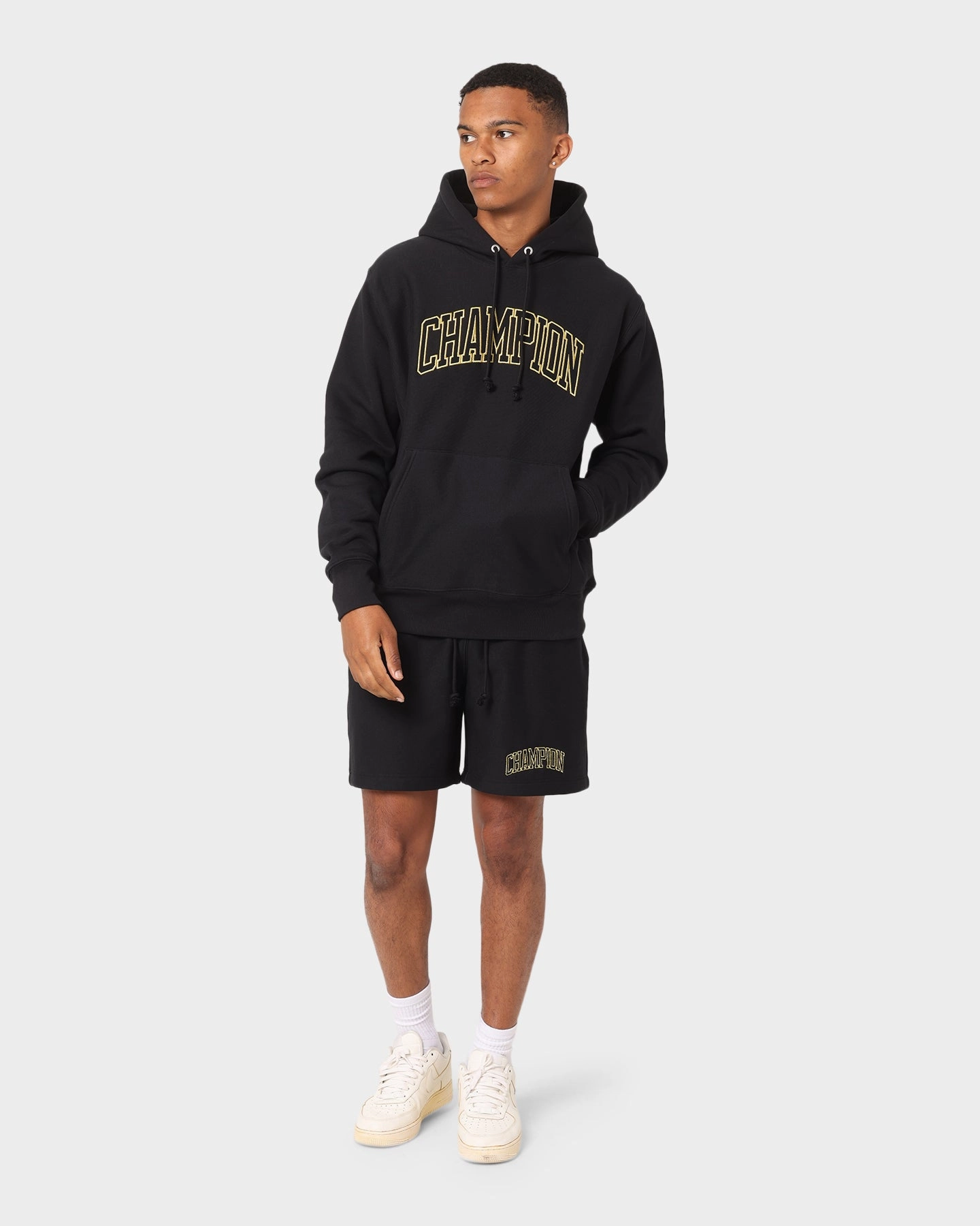 Pajamas Day Fit Champion Reverse Weave Varsity Shorts Black