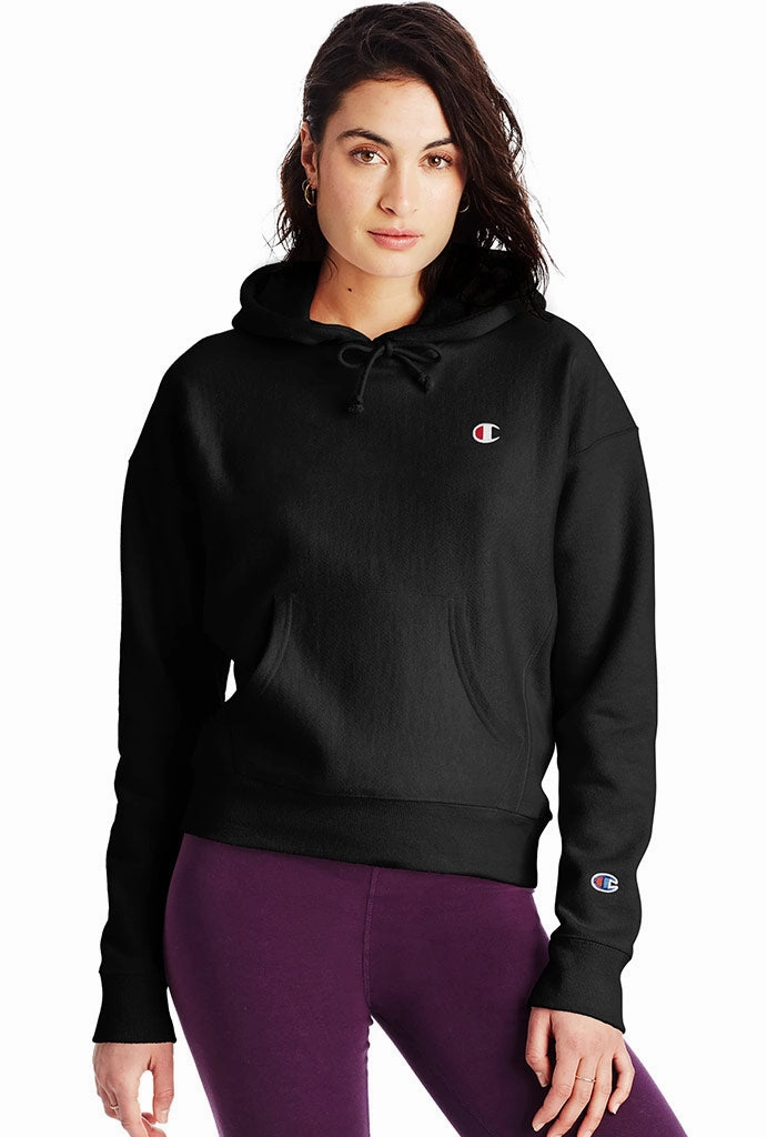 Industrial - strength Champion Reverse Weave Women's Pullover Hoodie, C logo