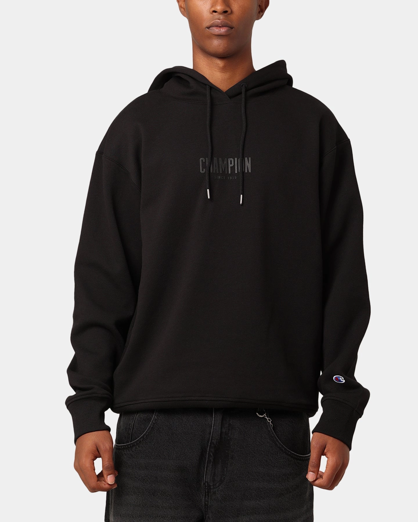 Champion Rochester Base Hoodie Black Commemorate Sporty