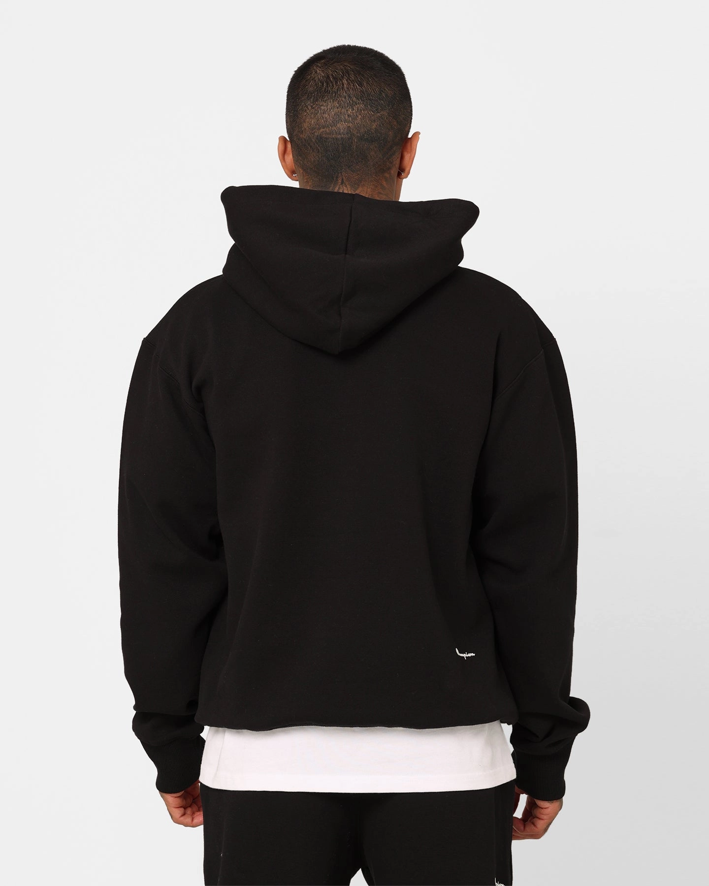 Champion Rochester Base Hoodie Black snap closure Raglan Sleeve Construction