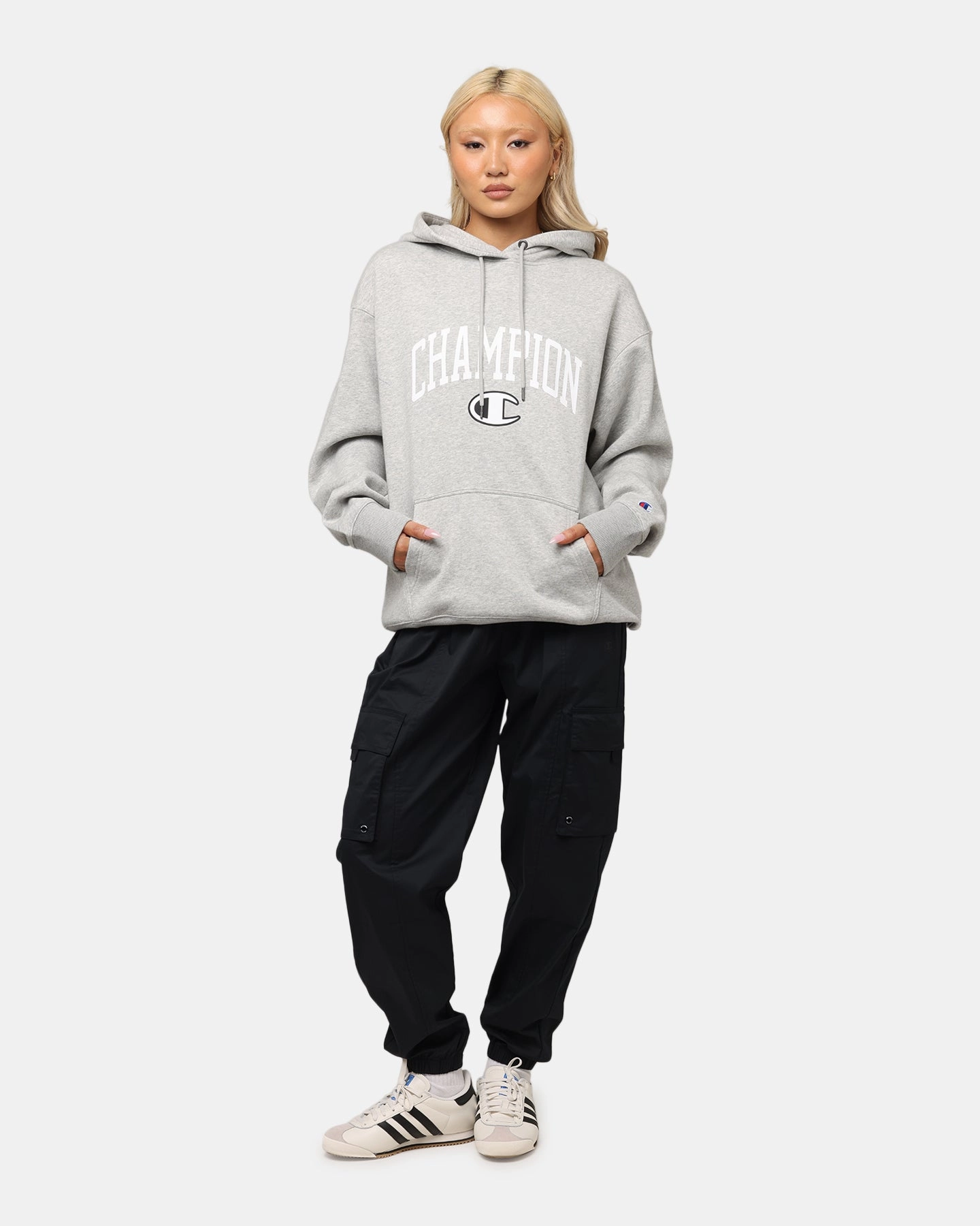 Champion Rochester Graphic Hoodie Grey Fleece Lined Interior Flexible Shield
