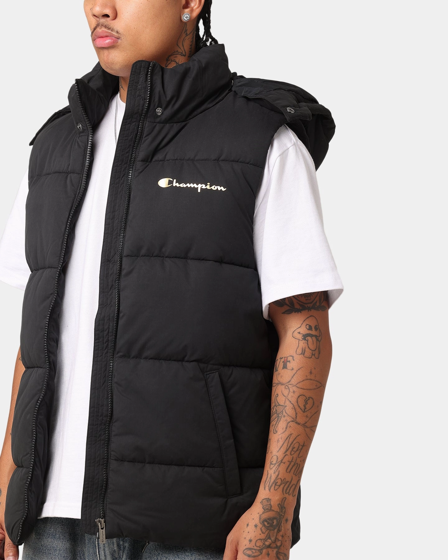 Thermal Lining Short-sleeved Champion Rochester Puffer Vest Black/Gold