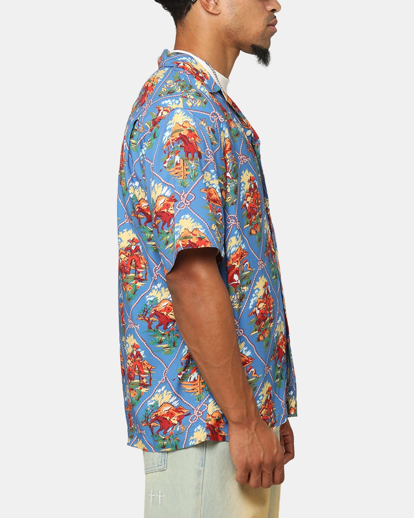 Champion Route 40 Drifter Button Up Shirt Teal Ventilated Back