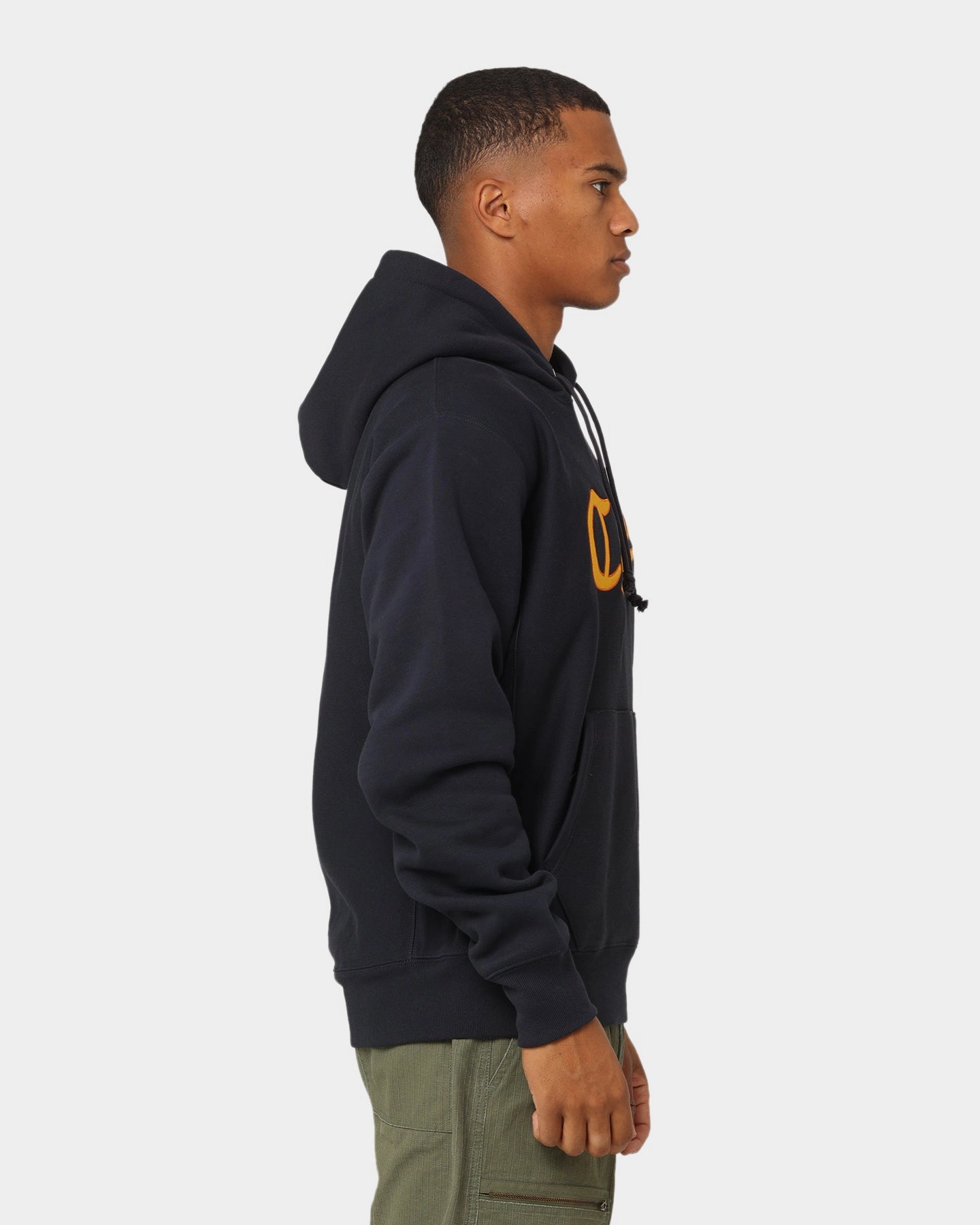 Champion Script Hoodie Navy Ergonomic Paneling Sustain