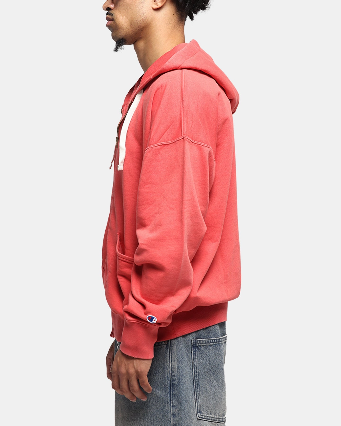Champion Time Capsule Full Zip-Through Hoodie Red Quilted Insulation