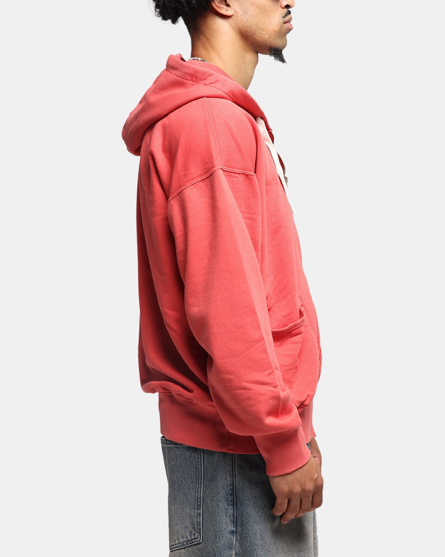 Champion Time Capsule Full Zip-Through Hoodie Red Smart Casual High Collar Windguard